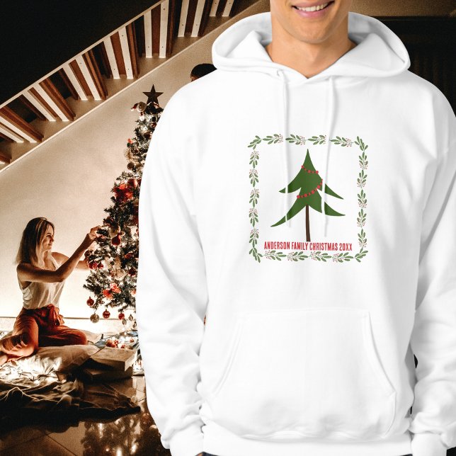 Retro Vintage Christmas Tree & Wreath Family Name Hoodie (Creator Uploaded)