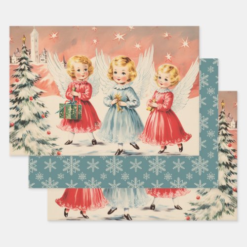 Retro Vintage Christmas Trio Style E Wrapping Paper Sheets