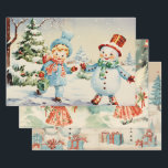 Retro Vintage Christmas Trio Style G Wrapping Paper Sheets<br><div class="desc">The overall effect of this vintage and retro Christmas wrapping paper is one of nostalgia, warmth, and timelessness. As you wrap your gifts in it, you can't help but feel transported to a bygone era, where the holidays were celebrated with simple joy and classic elegance. It's the perfect choice for...</div>
