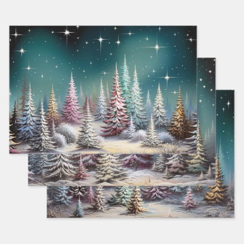 Retro Vintage Christmas Trio Style L Wrapping Paper Sheets