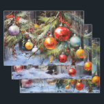Retro Vintage Christmas Trio Style P Wrapping Paper Sheets<br><div class="desc">The overall effect of this vintage and retro Christmas wrapping paper is one of nostalgia, warmth, and timelessness. As you wrap your gifts in it, you can't help but feel transported to a bygone era, where the holidays were celebrated with simple joy and classic elegance. It's the perfect choice for...</div>