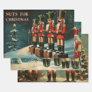 Retro Vintage Christmas Trio Style S Wrapping Paper Sheets