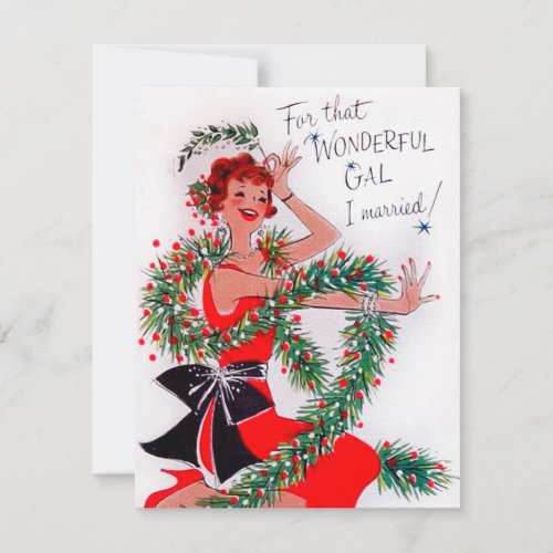 Retro vintage Christmas Wife add message card