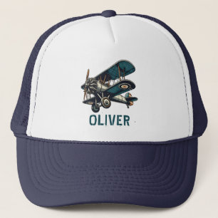 Retro Vintage Classic Biplane Personalized Trucker Hat
