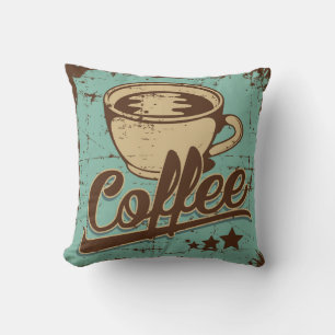 Retro Vintage Classic Coffee Olive Green Throw Pillow