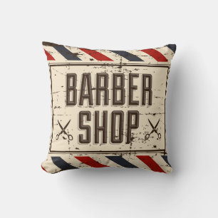 Retro Vintage Classic Eye-Catching Barber Shop Throw Pillow