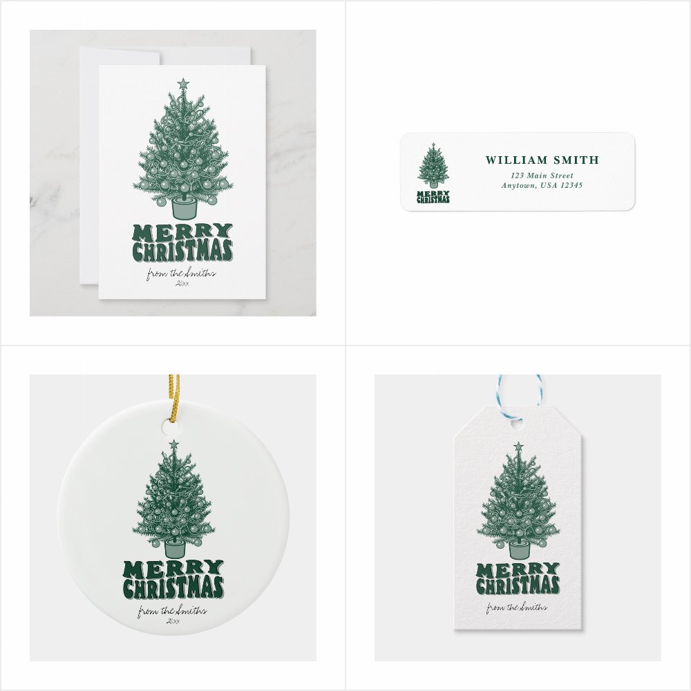 Retro Vintage Classic Green Christmas Tree