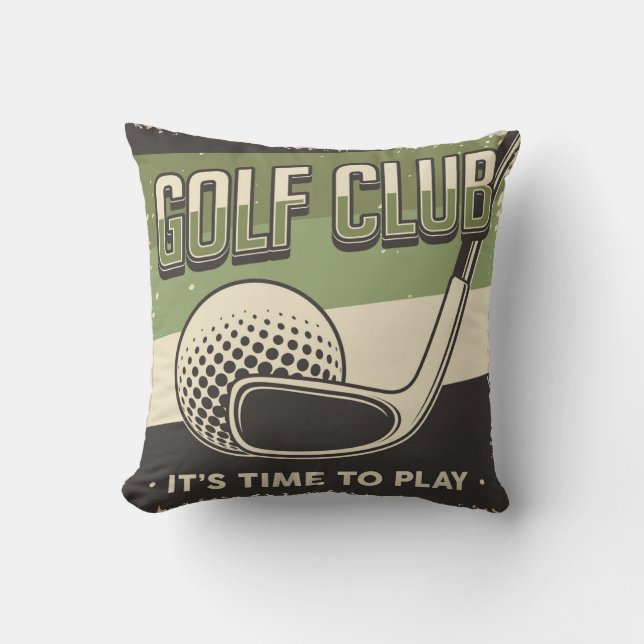 Retro Vintage Classic Grunge Golf Club Throw Pillow (Front)
