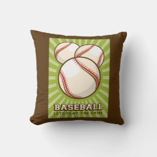 Retro Vintage Classic Grunge Green Baseball Throw Pillow