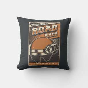 Retro Vintage Classic Grunge  Motorcycle Helmet Throw Pillow