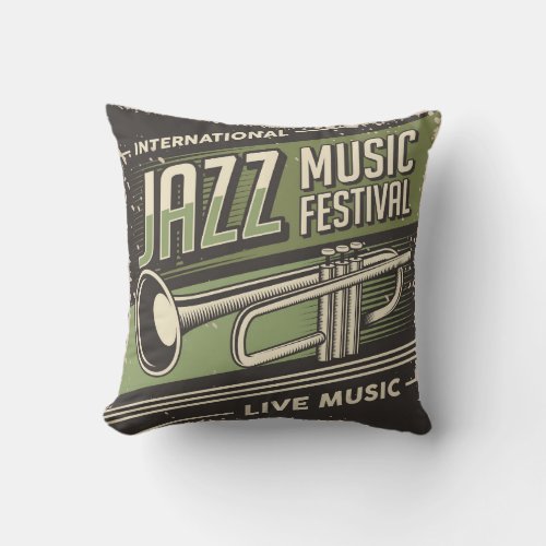 Retro Vintage Classic Jazz Music  Throw Pillow