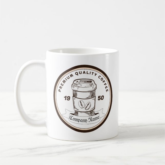 Retro vintage classic style coffee shop diner logo mug (Left)
