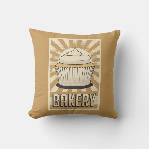 Retro Vintage Classic Sweet Cup Cake Throw Pillow