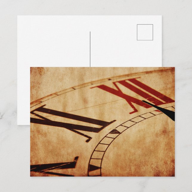 Retro vintage clock postcard (Front/Back)