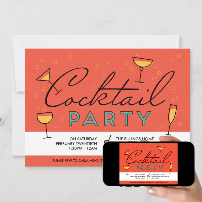 Retro Vintage Cocktail Party Invitation | Zazzle