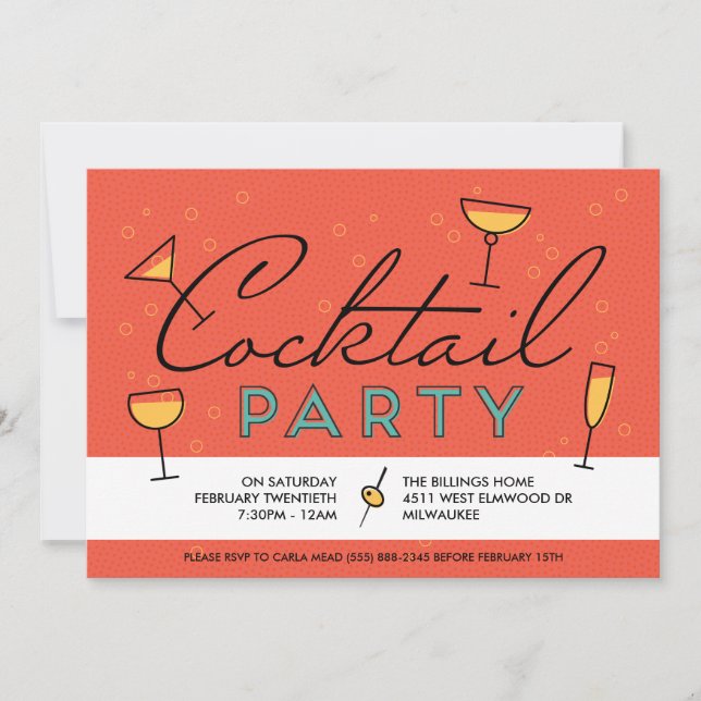 Retro Vintage Cocktail Party Invitation (Front)