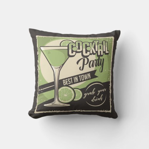 Retro Vintage Cocktail party Throw Pillow
