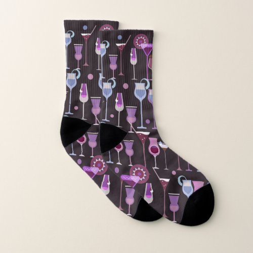 Retro Vintage Cocktail Pattern Socks