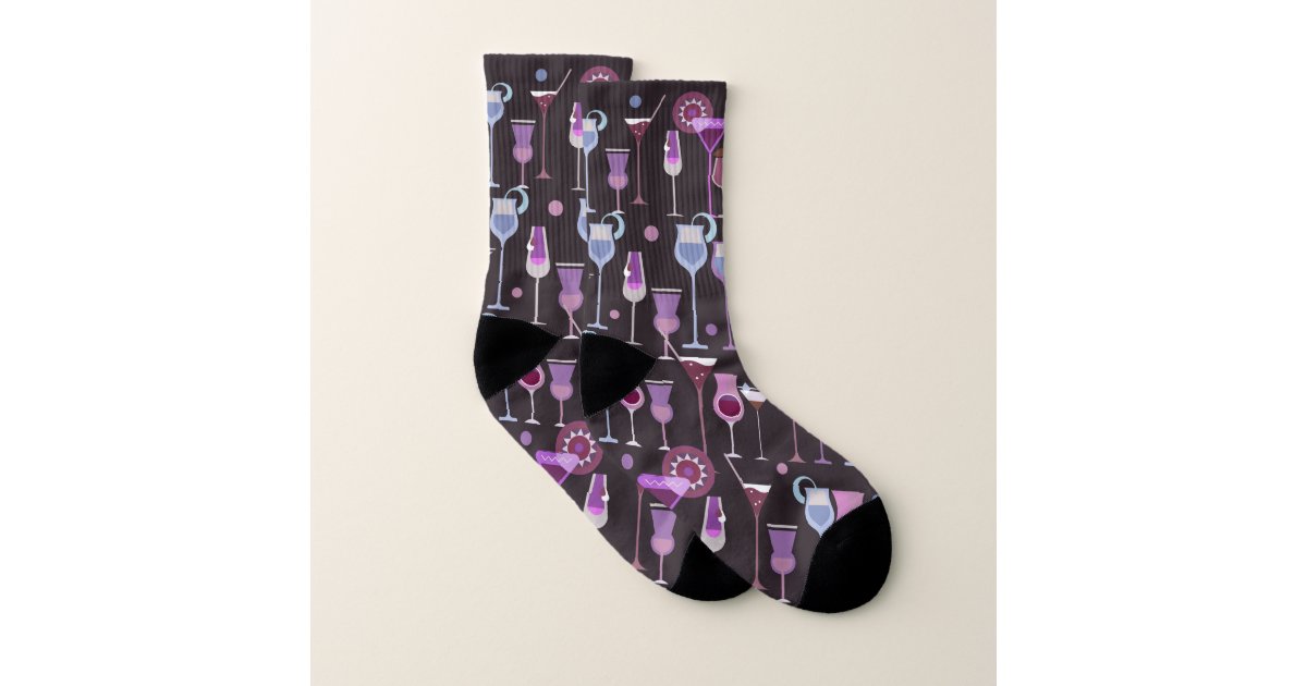 Retro Vintage Cocktail Pattern Socks | Zazzle