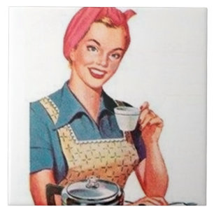 Retro vintage coffee lady kitchen ceramic tile