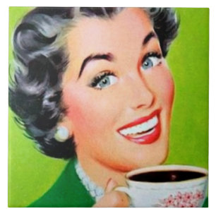 Retro vintage coffee lady kitchen ceramic tile