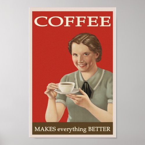 Retro Vintage Coffee Poster 1940s_1950s  Poster