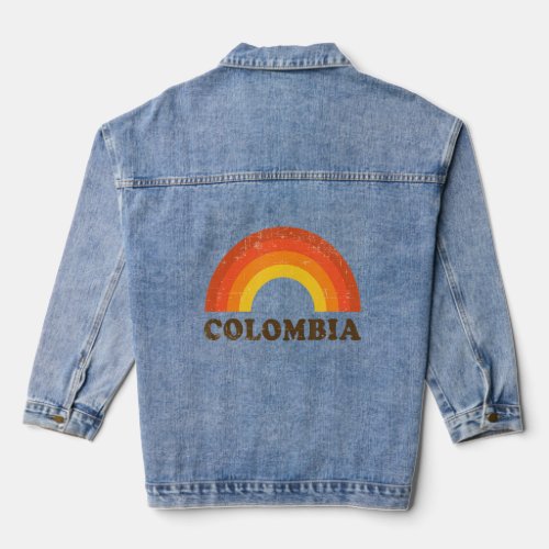 Retro Vintage Colombia Rainbow Souvenir 60s 70s Di Denim Jacket