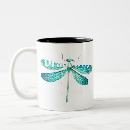 Retro Vintage Colored Dragonfly Drawing  T_Shirt Two_Tone Coffee Mug