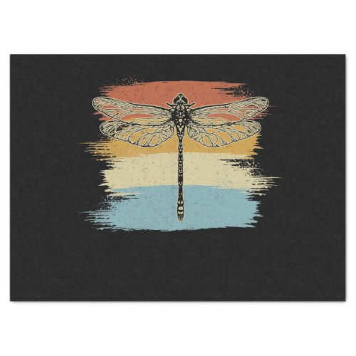 Retro Vintage Colored Dragonfly Drawing Tissue Paper