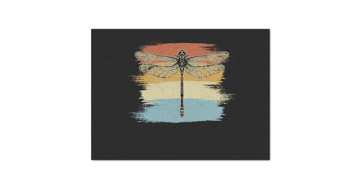 Retro Vintage Colored Dragonfly Drawing Tissue Paper Zazzle