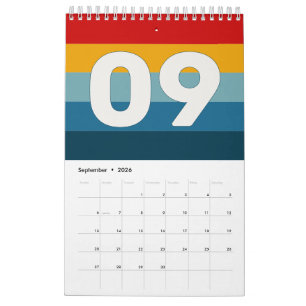 Retro Vintage Colorful Bold Stripes Calendar