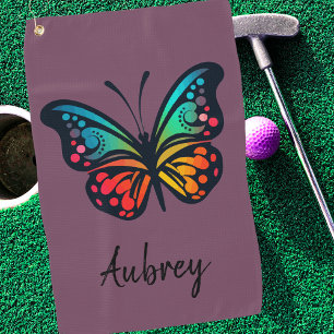 Retro Vintage Colorful Butterfly Golf Towel