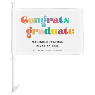 Retro vintage colorful graduate Congratulations Car Flag