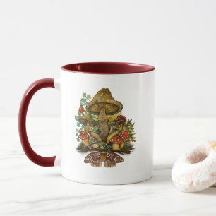 Retro Vintage colors Mushroom & Moth Art Mug