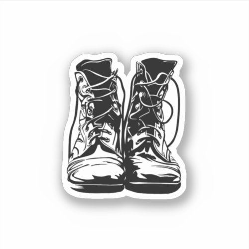 Retro Vintage Combat Boots Sticker