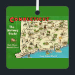 Retro, Vintage Connecticut Map Metal Ornament<br><div class="desc">A very old,  retro postcard greeting from Connecticut.</div>