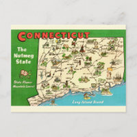 Retro, Vintage Connecticut Map