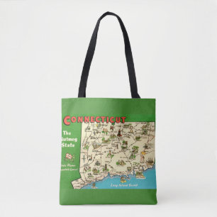 Retro, Vintage Connecticut Map Tote Bag