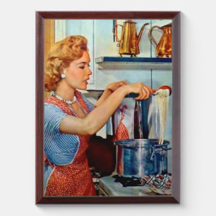 retro vintage cooking lady kitchen decor plaque