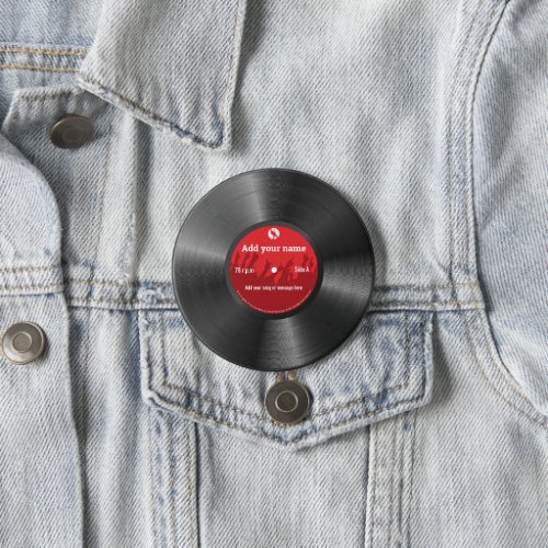 Retro vintage cool custom text vinyl record button