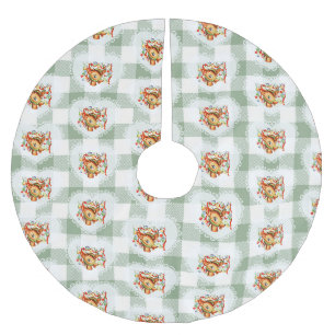 Retro Vintage Coquette Baby Animals Deer Gingham Brushed Polyester Tree Skirt