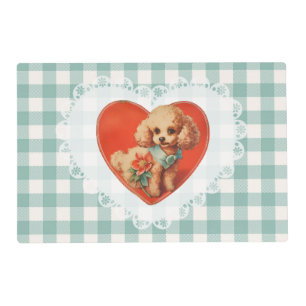 Retro Vintage Coquette Baby Animals Dog Gingham Placemat