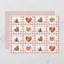 Retro Vintage Coquette Baby Animals Gingham