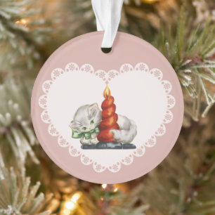 Retro Vintage Coquette Pastel Baby Animals Cat Ornament