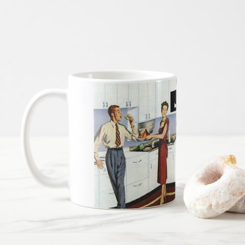 Retro Vintage Couple in Kitchen Childproofing Coffee Mug