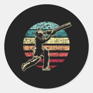 Retro Vintage Cricket Game - Cricketer Cricketing Classic Round Sticker