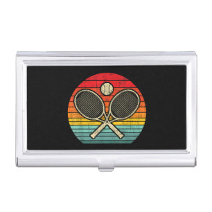 Retro Vintage Crossed Tennis Racket - Sports Lover Business Card Case