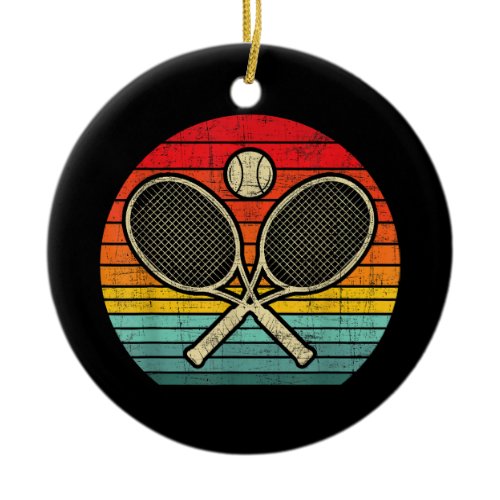 Retro Vintage Crossed Tennis Racket - Sports Lover Ceramic Ornament