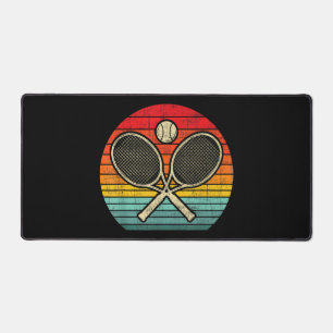 Retro Vintage Crossed Tennis Racket - Sports Lover Desk Mat