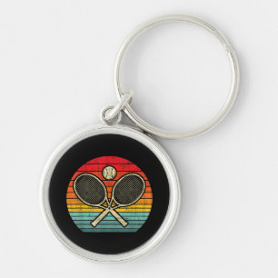Retro Vintage Crossed Tennis Racket - Sports Lover Keychain